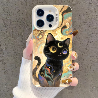 Ốp lưng mèo đen vàng có hiệu ứng IMD IT667